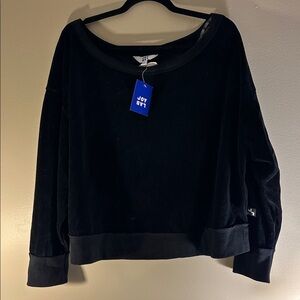 JoyLab Classic Black velour Pullover